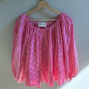 Pink Patterned Women's Boho Blouse